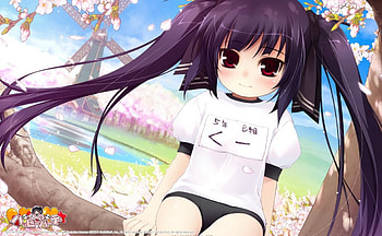 Young school girl, Gym suit, anime, girl, school, Black hair HD wallpaper