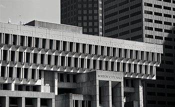 Boston Brutalist City Hall — B&W, Architecture, Brutalist Architecture, Black & White, United States HD wallpaper