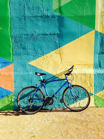 Miscellanea, Miscellaneous, Multicolored, Motley, Shadow, Wall, Colorful, Colourful, Sunlight, Bicycle HD phone wallpaper