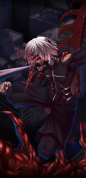 Dark Tokyo Ghoul: Ken Kaneki’s White-Haired Night Fury, white hair, red eyes, dark, Ken Kaneki, Anime, Tokyo Ghoul, dark anime HD phone wallpaper