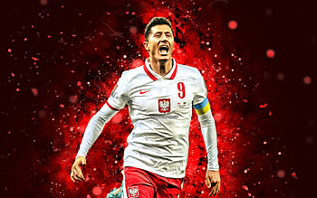 Robert Lewandowski, , 2022, Poland National Team, soccer, footballers, Kamil Pawel Grosicki, red neon lights, Polish football team, Robert Lewandowski HD wallpaper
