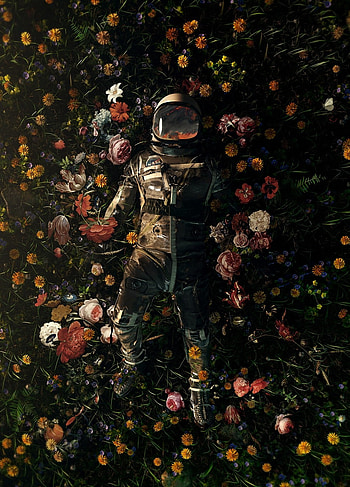 Astronaut, people_in_nature, peace, spiritual, flower HD phone wallpaper