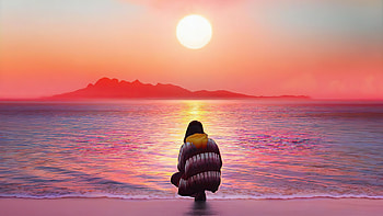 Watching The Sunset On Beach , beach, artist, artwork, digital-art HD wallpaper