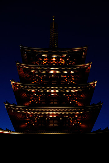 Cities, Night, Structure, Illumination, Backlight, Pagoda, Roof HD phone wallpaper