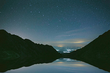 Nature, Mountains, Night, Lake, Starry Sky HD wallpaper