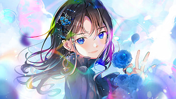 Blue Eyes Black Hair Anime Girl With Blue Dress Anime Girl HD wallpaper