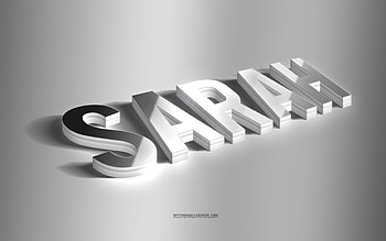 Sarah, silver 3d art, gray background, with names, Sarah name, Sarah greeting card, 3d art, with Sarah name HD wallpaper