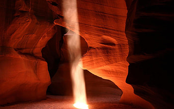 Spotlight, cave, light, canyon, rock HD wallpaper