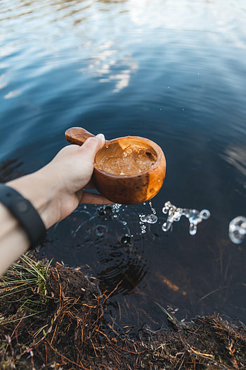 Water, Drops, Lake, Hand, Miscellanea, Miscellaneous, Ladle HD phone wallpaper