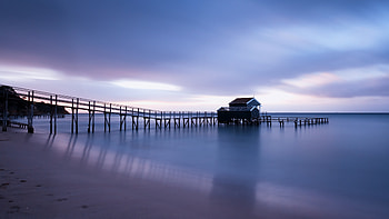 Nature, Sky, Sea, Horizon, Pier, Bridge HD wallpaper