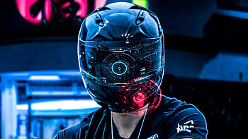 Neon Biker , biker, artist, artwork, digital-art, neon, helmet, cyberpunk HD wallpaper