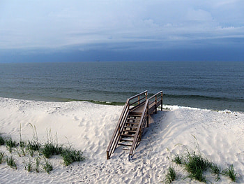 The Stairs to No Where, abstract, ocean, scenic, beach HD wallpaper
