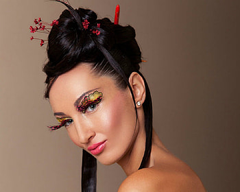Beautiful brunette, makeup, face, woman, brunette HD wallpaper