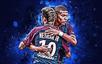 Neymar & Mbappé, kylian mbappe, neymar, paris saint germain, football, soccer HD wallpaper