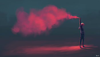 dom Red Smoke, artist, artwork, digital-art, artstation HD wallpaper