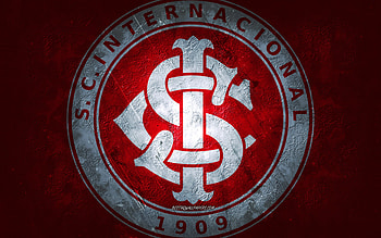Internacional, Brazilian football team, red background, Internacional logo, grunge art, Serie A, Brazil, football, Internacional emblem, Inter de Porto Alegre HD wallpaper