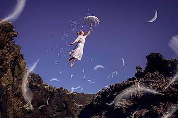Lets Fly, umbrella, graphy, manipulation HD wallpaper