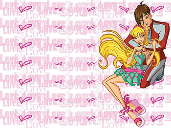 Winxs Club, couple, brandon, stella, love HD wallpaper