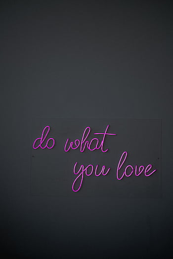 Purple neon sign reading 'do what you love' against a dark background, perfect for modern decor. HD phone wallpaper