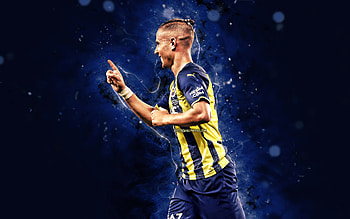 Dimitrios Pelkas, , 2022, Fenerbahce SK, Greek footballers, Turkish Super Lig, soccer, blue neon lights, Fenerbahce FC, Dimitrios Pelkas Fenerbahce, Dimitrios Pelkas HD wallpaper