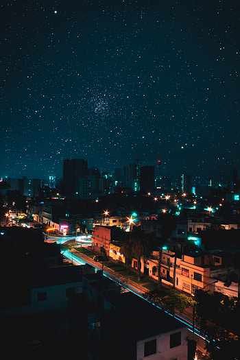 Cities, Building, View From Above, Starry Sky, Night City HD phone wallpaper