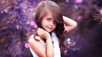 Little girl, purple, pink, cute, girl, child, copil HD wallpaper