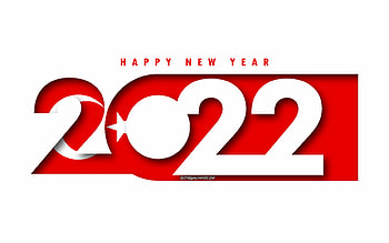 Happy New Year 2022 Turkey, white background, Turkey 2022, Turkey 2022 New Year, 2022 concepts, Turkey, Flag of Turkey HD wallpaper