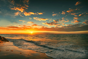 Evening Sea, Beach, Clouds, Sky, Coast HD wallpaper