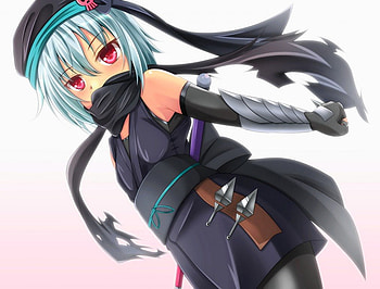 Hachisuka Goemon, sweet, oda nobuna no yabou, ninja, cute, red eyes, girl, anime, white hair, short hair HD wallpaper
