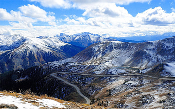 Nature, Snow, Road, Height, Bends, Mountain Peaks HD wallpaper