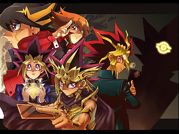 Three Generations, atem, yusei, jaden, yu gi oh, yami, yugi, yugioh HD wallpaper