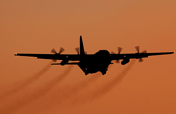 C-130, landing, silhouette, sunset HD wallpaper