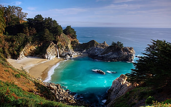 Landscape, Mountains, Sea HD wallpaper