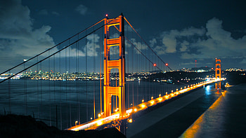 Bridge at night, Full HD wallpaper