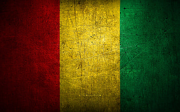 Guinean metal flag, grunge art, African countries, Day of Guinea, national symbols, Guinea flag, metal flags, Flag of Guinea, Africa, Guinean flag, Guinea HD wallpaper
