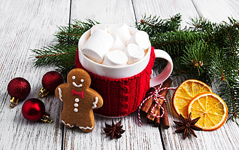:), cup, christmas, marshmallow, craciun, red, cookie, gingerbread HD wallpaper