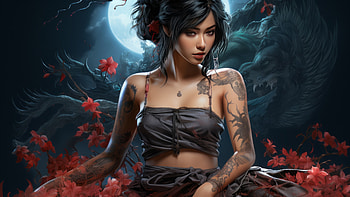 Anime Girl - Beauty, Tattoo, People HD wallpaper