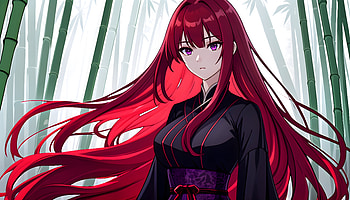 A girl in a forest of bamboo, AI Art, Anime, girl, anime girl HD wallpaper