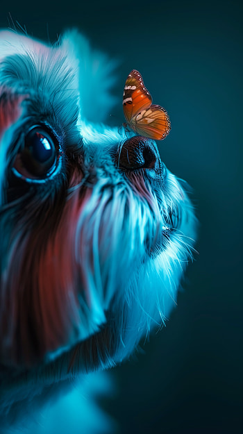 Shih Tzu with Butterfly HD phone wallpaper
