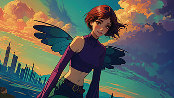Guardian Of Serenity A Little Angel On The Rooftop, angel, artist, artwork, digital-art, deviantart HD wallpaper