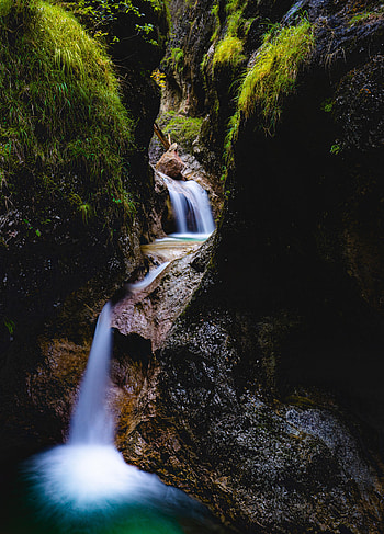 Nature, Water, Grass, Rocks, Waterfall, Flow, Stream HD phone wallpaper