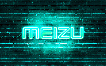 Meizu turquoise logo, , turquoise brickwall, Meizu logo, brands, Meizu neon logo, Meizu HD wallpaper