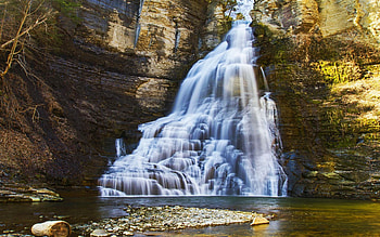 The Finger Lakes in upstate NY have some of the most beautiful waterfalls, river, trees, cascades, rocks, usa HD wallpaper
