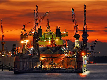 Shipyard in Night, in night, , shipyard HD wallpaper