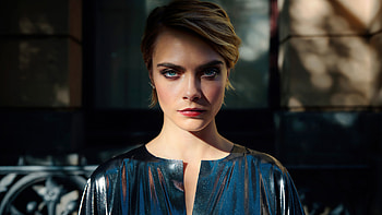 Blue Eyes Girl Model Cara Delevingne Is Wearing Shining Black Dress Standing In Blur Background Girls HD wallpaper