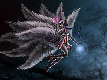 League Of Legends Ahri Art, league-of-legends, games, anime, anime-girl, artist HD wallpaper