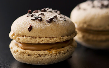 Macarons, sweet, brown, sweets, Macaron, food HD wallpaper