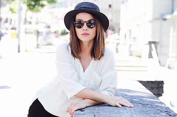 Brunette, model, sunglasses HD wallpaper