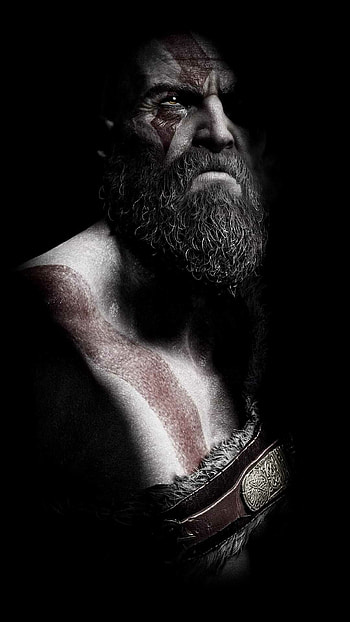 God of War, Kratos artwork, Captivating background, Game-inspired design HD phone wallpaper