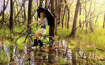 supermodel riding bicycle through florida swamps, sexy, teen, hot, cute, girl HD wallpaper